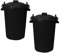 50L 50 Litre Heavy Duty Plastic Clip Lock Lid Bin - Black, Set of 2 - for Indoor or Outdoor Use