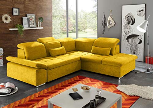 Froschkönig24 Wayne Ecksofa 276x240 cm Couch Eckcouch Sofa Gelb (Senf)