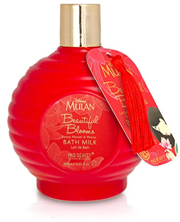 MAD BEAUTY Disney Mulan Bath Milk Lantern, Lotus Flower and Peony Scented Bubble Bath, Body Wash, Healthy Skin Glow, Relaxing, Hydrating Body Care