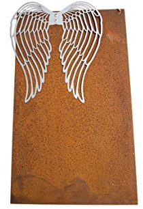 Schild/Tafel Edelrost mit Flügel zink 22x37 cm