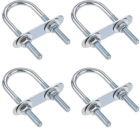 sourcing map 4 Satz Runde U-Bolzen Stahl M6 mit Mutter Platte Scheiben 34mm Innen 75mm Lang