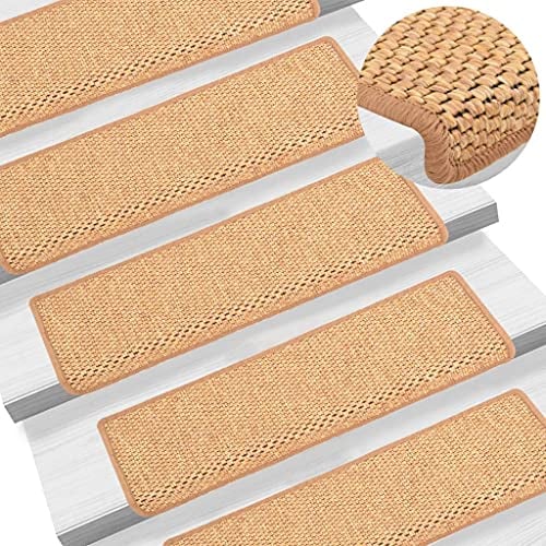 vidaXL Treppenmatten 15Stk., Stufenmatten Selbstklebend, Treppenteppich in Sisal-Optik, Treppenstufenmatte Treppenschutz, 65x21x4cm Orange