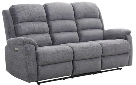 Vente-unique 3-Sitzer-Sofa Relax, elektrisch, mit Ablage aus Stoff, Anthrazit