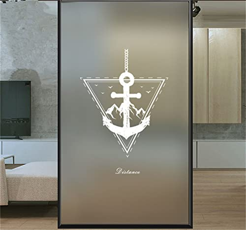Fensterfolie Selbsthaftend Sichtschutz Glasfolie Wärmeisolierung Sonnenschutzfolie, Anti-UV Statische Fensterfolien für Zuhause und Büro Weißer Anker 90x200 cm