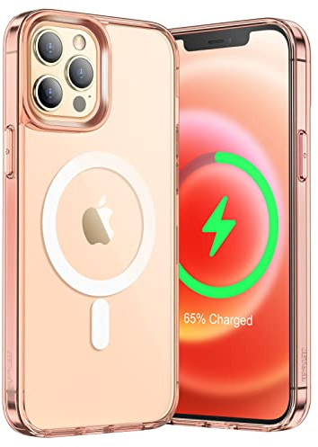 JETech Magnetic Case for iPhone 12 Pro Max 6.7-Inch Compatible with MagSafe Wireless Charging, Shockproof Phone Bumper Cover, Anti-Scratch Clear Back (Rose Gold)