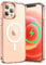 JETech Magnetisch Hülle für iPhone 12 Pro Max 6,7 Zoll Kompatibel mit MagSafe Kabellosem Laden, Stoßfeste Stoßstange Handyhülle, Kratzfeste Transparente Rückseite (Roségold)
