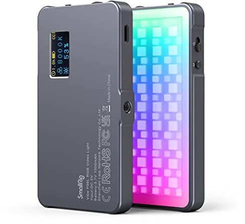 SMALLRIG Led Videoleuchte RGB, Leichtes Fotolicht mit Integriertem OLED-Display, 2500K–8000K, CRI 96, TLCI 96, Tragbares Kamera Licht mit 21 Lichteffekten, P96L – 3489B