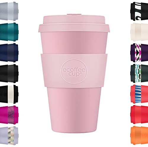 Ecoffee Cup 14oz 400ml Reusable Eco-Friendly 100% Plant Based Coffee Cup with Silicone Lid & Sleeve - Melamine Free & Biodegradable Dishwasher/Microwave Safe Travel Mug, Local Fluff