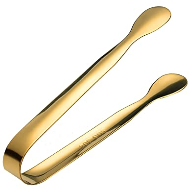 FIYSON 6 Stück Edelstahl Eiszange Set,Mini-Zuckerzange, Kleine Edelstahl Servierzange Salatzange Gebäckzange Süßigkeiten Candy Bar Clip Küchenzange für Hochzeit Bar Büfett Grill Picknick (Gold)