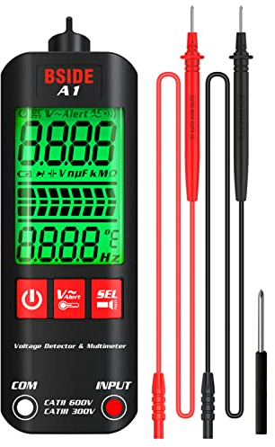 A1 Mini-Multimeter, LCD-Digitaltester, Spannungsprüfer, 2000 Zählwerte, Gleich-/Wechselspannung, Frequenz, Widerstand, NCV, Durchgang, Live-Draht, Neutralleiter, Echteffektivwert-Meter