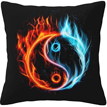 ASEELO Water and Fire Tai Chi Kissen, 45,7 x 45,7 cm, für Wohnzimmer, Schlafzimmer, Sofa, Couch, Outdoor-Kissenbezüge
