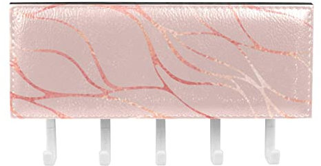 TBOUOBT Mail Organizer für die Wandmontage, Schlüsselhalter mit Briefhalter und Haken, Schlüsselhaken Mail Holder Wall Mounted,Marmor Textur Rosa Linien Modern