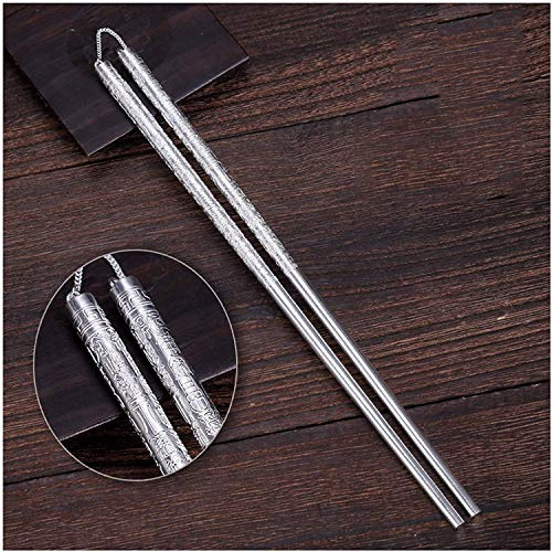 Sterling Silver Chopsticks Gift 22g, 1 Pairs Pure Silver Chopsticks Household Tableware Hollow Health Gift