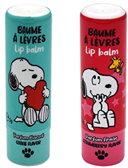 Snoopy Mix 2er Set Lipgloss Kinder Offiziell lizenziert - Lippenbalsam - 5 g - Vegan - Rot-Blau - Lippenbalsam für Kinder - Dermatologisch getestet