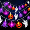 OUILA Halloween Deko Lichterkette, 7M 40 LED , 2 Modi Außen Kürbis, Geister, Fledermaus Anhänger für Outdoor Indoor Party Garten