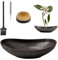 WANDIC Ikebana Schwarze Japanisch Vase, Blumenschale in Barrenform und 5 cm Blumenfrosch und Blumenigel Arrangement Tool für Blumenarrangements, Heimdekoration, Schwarz Gepunktet