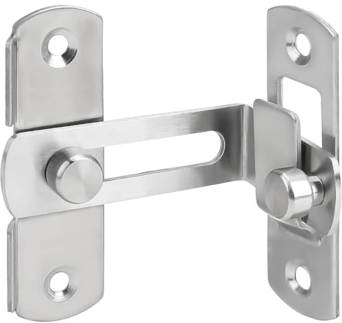ZiYuya Serratura a flip per porta scorrevole, Serratura Porta Chiusura Della Porta Chiavistello per Porta in Legno Chiavistello piccolo Acciaio Inossidabile, chiusura a chiavistello argento 90°