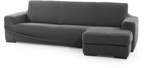 SOFASKINS® super elastischer Chaise Longue überzug, Sofabezug Kurze rechte Armlehne, Sofa überzug atmungsaktiv, bequem und langlebig, Kompatible Abmessungen des Sofas (210-340 cm), Farbe dunkelgrau