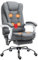 Vinsetto Fauteuil de Bureau massant et Chauffant, Chaise de Bureau, Chaise Ergonomique avec Hauteur réglable, Dossier inclinable et télécommande Filaire, pivotant à 360°, en Toile de Lin, Gris