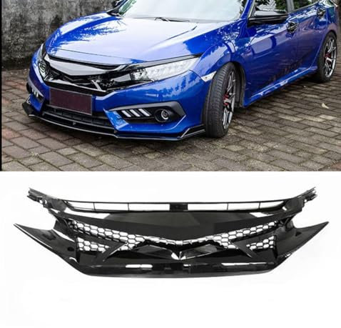 Auto-Frontgrill geeignet, kompatibel mit Honda Civic 10th Gen 2016 2017 2018, Kühlergrill