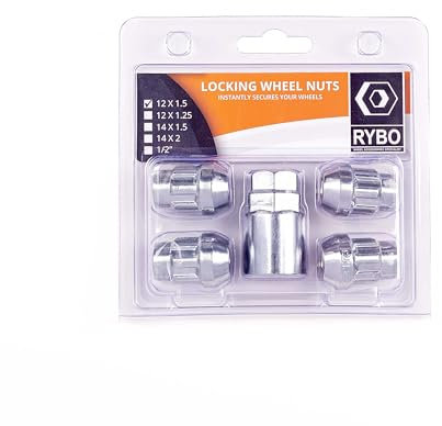 RYBO 4 Stück Alufelgen Sicherungsmuttern M12 x 1,5