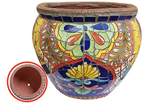 SEEKIS Outdoor/Indoor Outdoor Großer Blumentopf Pflanzgefäß Keramik Bonsai Topf Blumentopf Rund Klassische Landschaft Vase Container Töpfe für Villa Korridor Gang Bunter Pflanzer