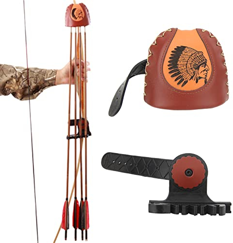 ZLXHDL Pfeilköcher für Recurve- & Compoundbogen, Schnellverschluss Bogenköcher für 4 Pfeile, Tragbarer Rückenköcher aus PU in Braun, Bogenschießen Zubehör für Jagd & Training