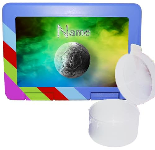 Kinder Brotdose mit separater Obstdose Name mit Schriftartwahl/Farbwahl Brotbox + Schriftwahl für Name (Handball)