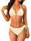 Neckholder-Bikini-Set für Damen, zweiteiliger Triangel-Badeanzug, zum Binden von 2025, niedliche Bademode, Geripptes Beige, Large