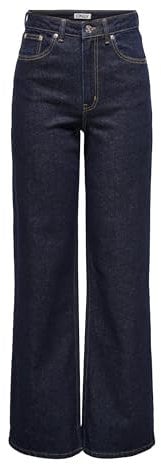 ONLY Femme Onljuicy Hw Wide Rinse DNM Mas763 Noos Jean Large, Dark Blue Denim, 28W / 30L EU