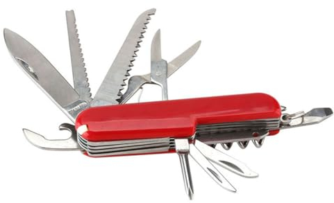 YEHUIMEI 1 Stück 11 Funktionen Taschenmesser, Multitool, Taschenmesser Klein, Korkenzieher, Dosenöffner(Rot)