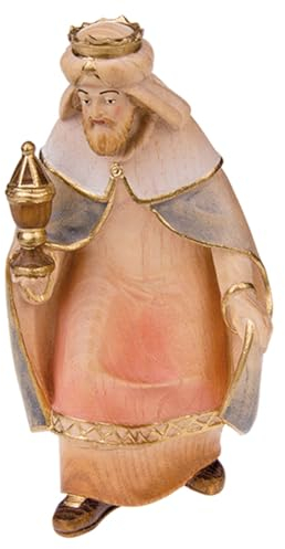 Krippenfiguren aus Holz 3 Heiligen Könige aus Eschenholz | Münsterlandkrippe | handgeschnitzt und handbemalt | Melchior Kaspar Balthasar | hochwertige Handwerkskunst aus der EU | 15cm (Melchior)