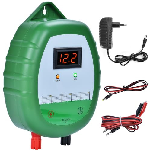 10 KM electrificateur cloture electrique, Cloture Electrique pour Animaux avec affichage LED, Animaux ÉLevage D'Animaux ÉLectrique ContrôLeur Pour ferme jardin pâturage