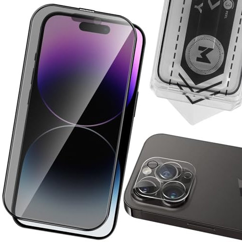 MONASAY for iPhone 14 Pro Privacy Glass Screen Protector [1 Pack][Camera Lens Protector][Easy Installation] Matte anti-peep tempered screen Film Case Friendly