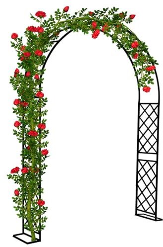 250cm hoch Rosenbogen Metall Gartenbogen Hochzeitsbogen Spalier Torbogen Pergola Rankhilfe Rankgitter freistehend Pflanzbogen 180cm 200cm 260cm 310cm 350cm Breite(Black,280x250cm)
