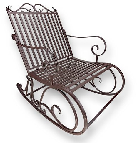 Crispe home & garden Garten Relax-Stuhl Ovieda | Schaukelstuhl in Vintage & Antik Optik | aus Metall