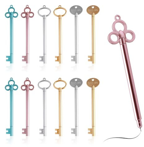 30 Pcs Penne A Forma Di Chiave, 3 Design Strane, Gel Creativa Retrò Per Chiave Neutra, Nere Per Materiale Scolastico, Gadget Compleanno Bambini