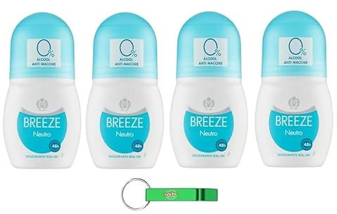 Breeze Neutro Deodorante Roll-On aiuta a regolare efficacemente la sudorazione per 48 ore. Deodorante da 50 ml + portachiavi Beni Culinari