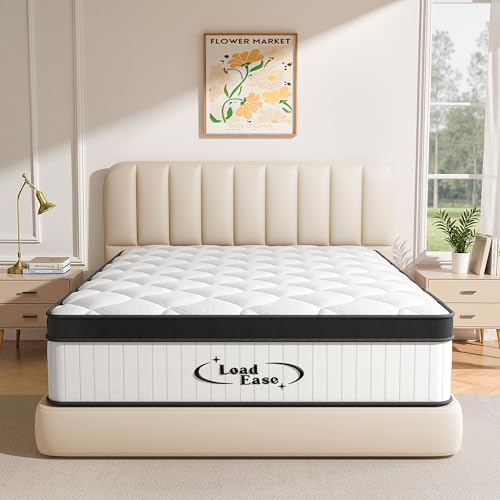 LoadEase King Size Mattress,12 Inch King Mattress in a Box for Back Pain Relief, Upgrade Memory Foam and Pocket Coils Spring, Medium Firm, Excellent Motion Isolation, Edge Support, 80x76x12