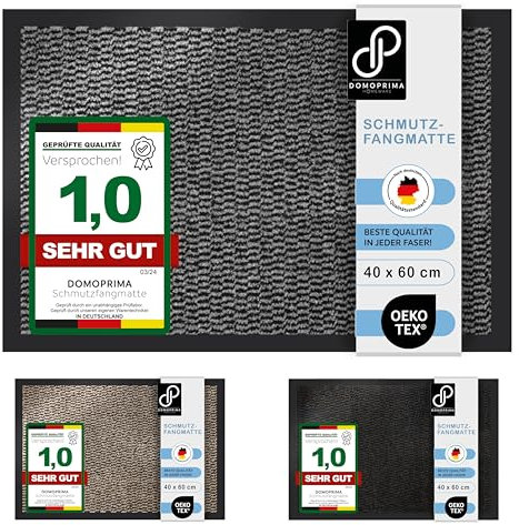 DOMOPRIMA 2er-Set Schmutzfangmatte geruchsneutral hochwertig für Innen Außen rutschfest wetterfest Eingangsbereich Außenbereich Fußmatte Eingangsmatte Sauberlaufmatte (grau meliert, 40 x 60 cm)