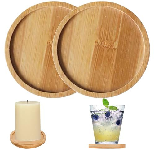 2 Stücke Kerzenteller,Kerzenständer Holz,Kerzenhalter,Kerzenteller,8CM Holz Kerzenhalter,Rund Kerzenteller,Kerzenuntersetzer Holz Rund,für Aromatherapie,Kerzen,Dekorative Tabletts,Hochzeitsdekoration