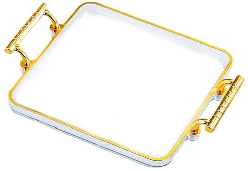 Colcolo Serviertablett, Ablagefach für Schmuck und Schlüssel, rechteckig mit Griffen, Badezimmer-Organizer, Schreibtisch-Ablageplatte für den Schönheitssalon, Transparent