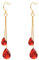 Vogem Red Earrings for Women Dangling Crystal Drop Gold-Tone Long Chain Teardrop Cubic Zirconia Hook Earring Dangle Earrings Gifts