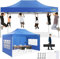 COBIZI Pavillon 3x4,5 Faltpavillon Wasserdicht Stabil Winterfest mit 3 seitenwänden, Partyzelt Das Spitzdach Gartenpavillon Outdoor Faltbar UV-Schutz, Blau