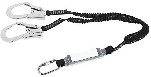 QANYEGN Longe de sécurité Absorbant Les Chocs pour Travail en Altitude, Corde élastique à Grand Crochet en Acier Double, Ceinture de Corde de sécurité Anti-Chute