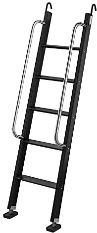 SZITW Bunk Bed Ladder with Hooks for Dorm Room,66 Inch Bunk Ladder with Handle for Rv Bed&Loft Bed,Lightweight Aluminum Step Ladder for Pontoon Dock Boat,Load 300lbs (Color : Black)