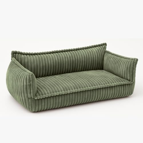 chilly pilley Kinder-Sofa aus Cord, Gemütliche Kindercouch mit Rippenmuster (Olivgrün)