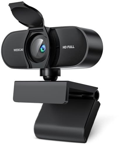 OFFCUP Webcam 1080p, Camara Web PC con Microfono y Cubierta de Privacidad, 360°Ajustable Plug and Play USB HD Camara para PC Computadora Videoconferencias Gaming Conferencias
