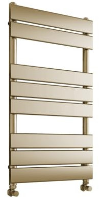Greened House Richmond Heated Towel Rail Flat Panel Brushed Brass Bathroom Towel Radiator Central Heating (Brushed Brass, 400mm W x 800mm H)