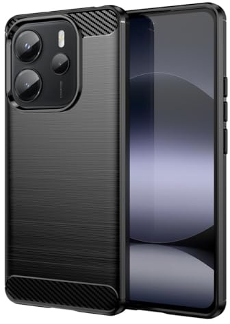 betterfon Carbon Handyhülle kompatibel mit Xiaomi Redmi Note 14 4G (24117RN76E) | Smartphone Case aus TPU-Silikon | Schwarz